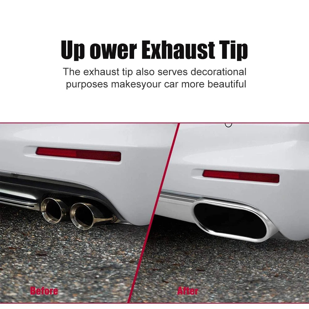1/2Pcs Square Exhaust Tip 2.36" Inlet 2.36" x 5.5" Outlet 9" Long Chrome-Plated Stainless Steel Rectangle Exhaust Pipe Tip