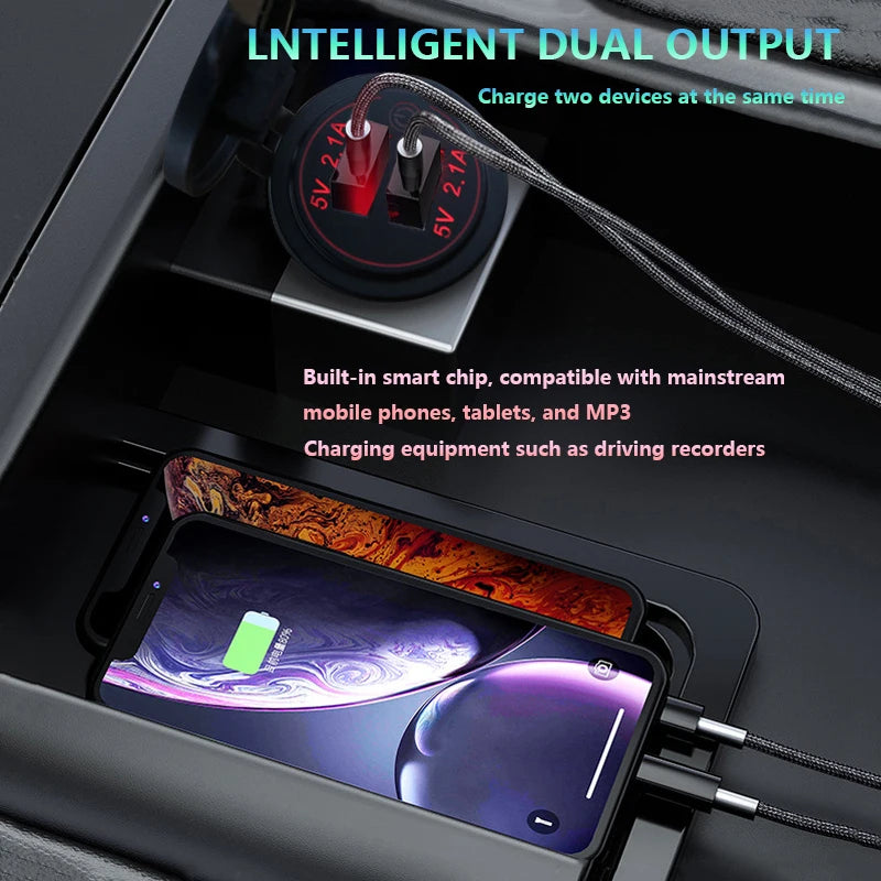 Car Charger Dual Usb with Touch Switch Car Charging Source Socket 5V4.2A Suitable for Cars Ships Motorcycles and Mobile Phones