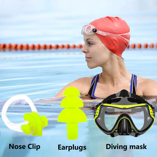 Snorkeling Mask Professional Diving Masks Set Swimming Goggles Scuba Snorkel Silicone Dive Glasses Swim Earplugs Training