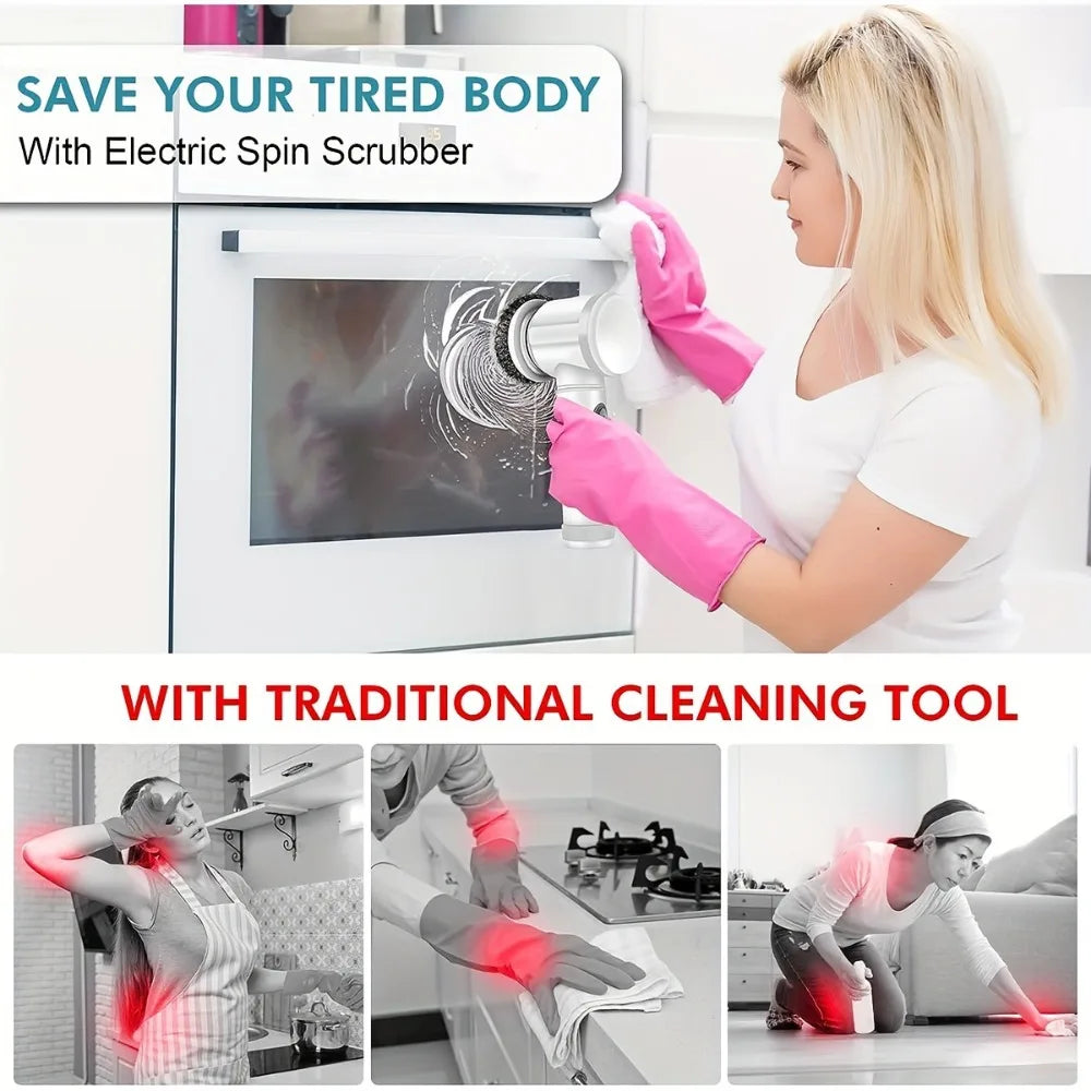 Xiaomi Electric Spin Scrubber With 5 Replaceable Brush Head Power Electric Cleaning Brush Handheld Rechargeable Shower Scrubber