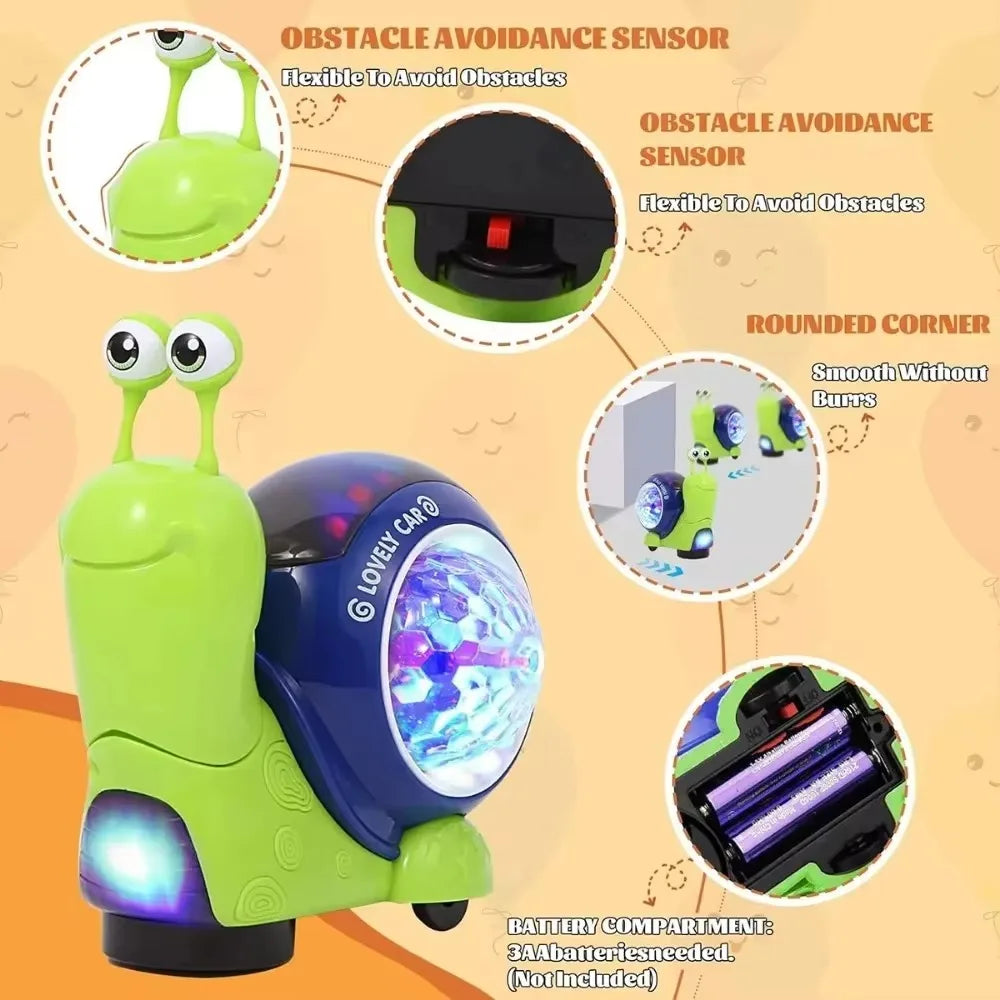 Electric Children's Toy Snail Doll With Cute And Interesting Design, Sound And Light Swing, Automatic Walking To Avoid Obstacles