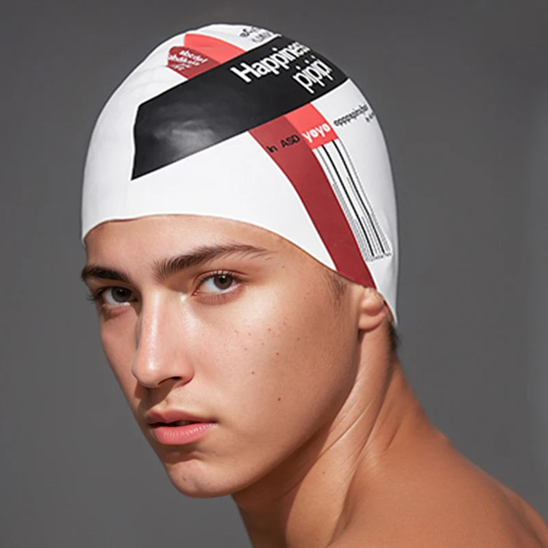 Unisex Big Size Happiness Comfortable Swimming Cap Hats Accessories For Man Women Waterproof Fishtail
