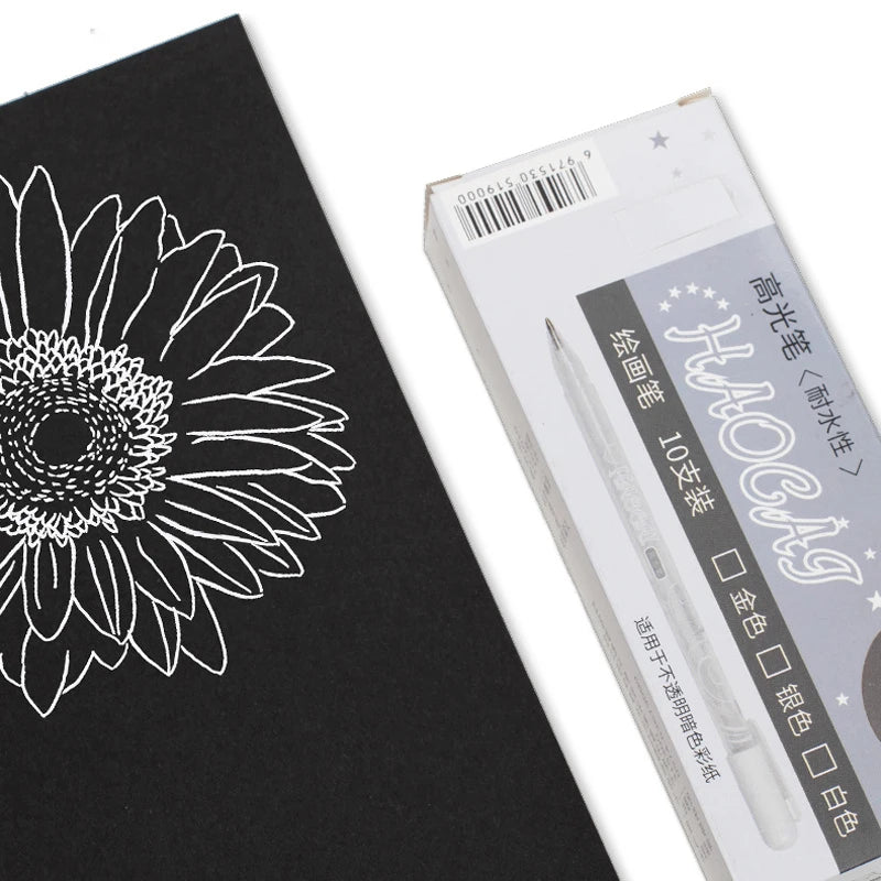 3/13Pcs Waterproof White Gel Pen Set 0.8mm Fine Tip Sketching Pens for Black Papers Drawing Design Illustration Art Supplies