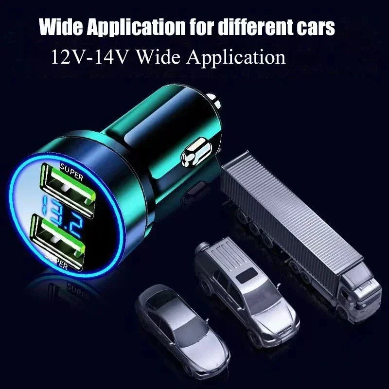240W with Digital Display 2 Port Car Charger Fast USB Charging Adapter for IPhone Samsung Xiaomi Huawei Quick Charging Chargers