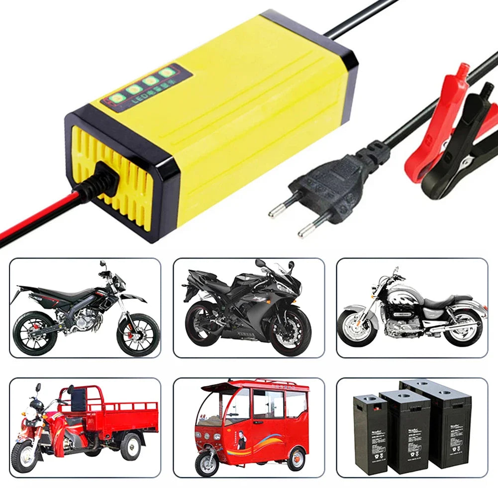 12V 2A LCD Display Smart Charger for 12V Motorcycle Car Battery Fully Automatic Charging Adapter Lead Acid Gel Charger 110V 220V