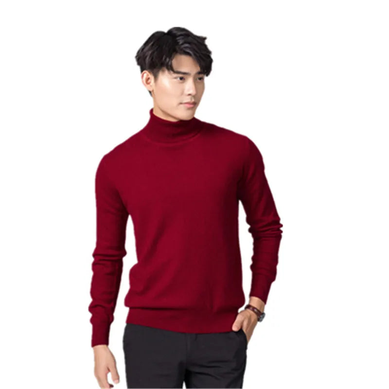 Cashmere Cotton Blend Turtleneck Men Sweater 2024 Autumn Winter Daily High Collar Jumper Jersey Hombre Pull Homme Knit Pullovers
