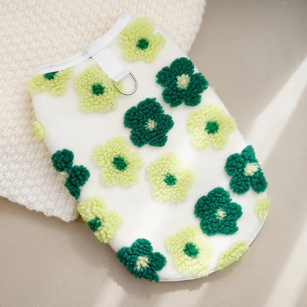 Fleece Vest Thicken Warm Dog Winter Jacket Coat Floral Print Dog Clothes for Small Dogs Puppy York Chiwawa Clothing Pet Apparel