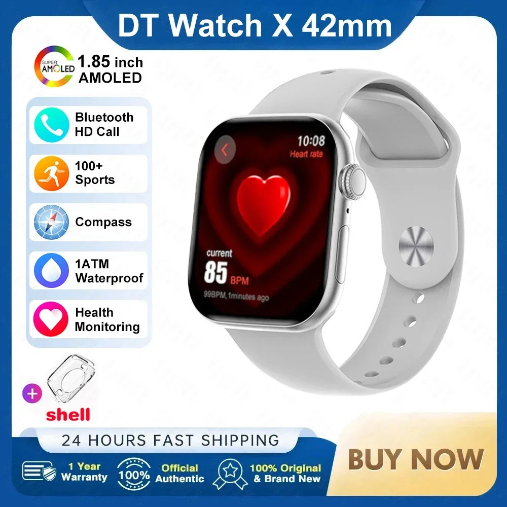 New For IOS DT Watch X Mini Smart Watch Men Women NFC 1.85-inch TWS Earphones Electronic Album Recorder Video Player Smart Watch