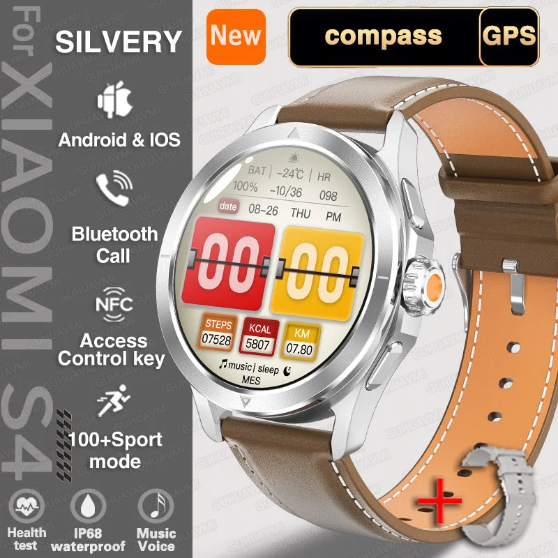 New For Xiaomi S4 Ultra Outdoor Sport Men HD AMOLED Display GPS Track Altimeter Heart Rate Bluetooth Call Waterproof Smart Watch