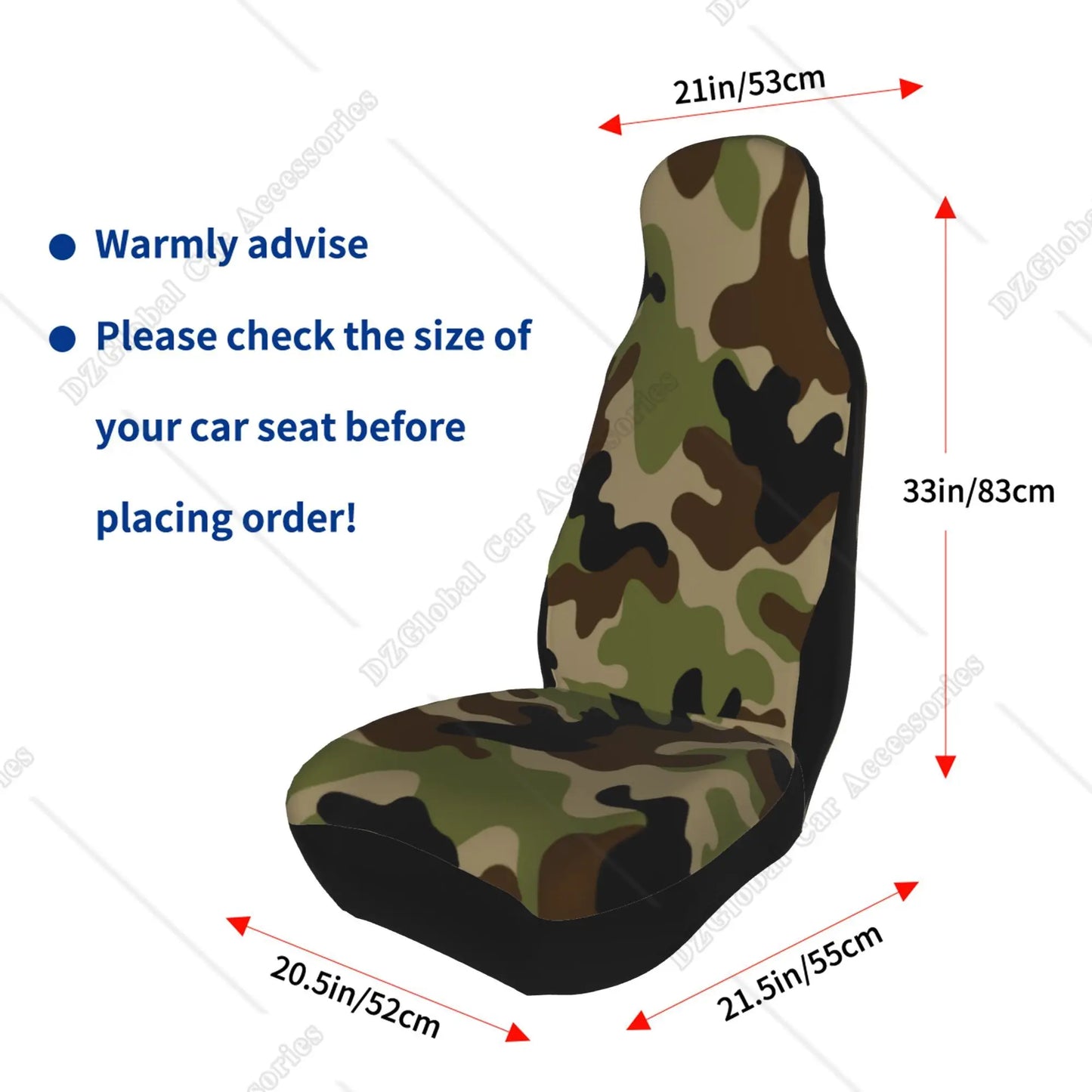 Seat Covers for Cars Camouflage Seamless Pattern Brown Green Black Front Car Seat Cover Easy To Install Universal 2 Pcs