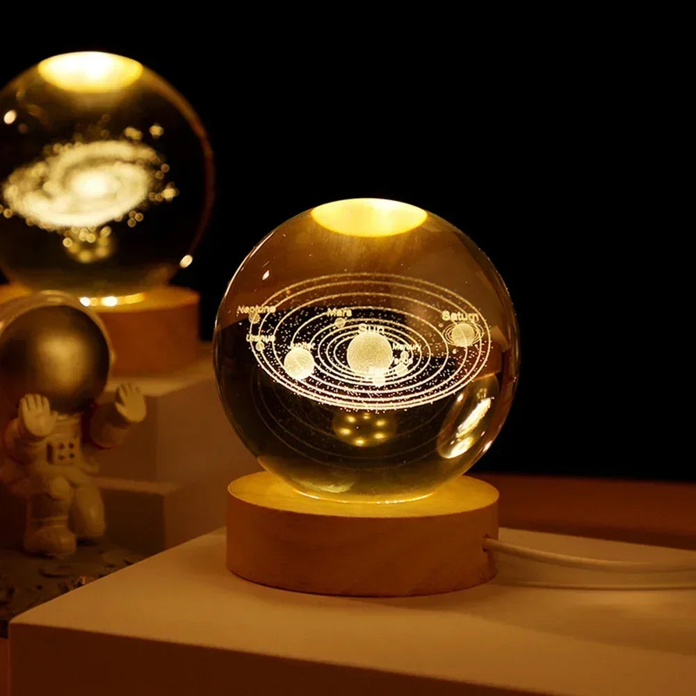 Unique 3D Crystal Ball Lamp with Galaxy Planetary Projections Solar System USB Led Night Light for Cozy Atmosphere plasma ball