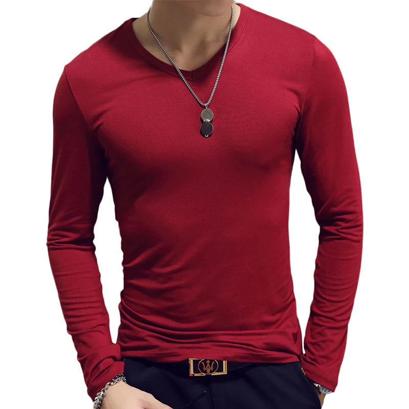 Turtleneck For Men Solid Color Slim Elastic Thin Pullover Spring Autumn Underwear Turtleneck Men Knitting Blouse Base Tshirt Top