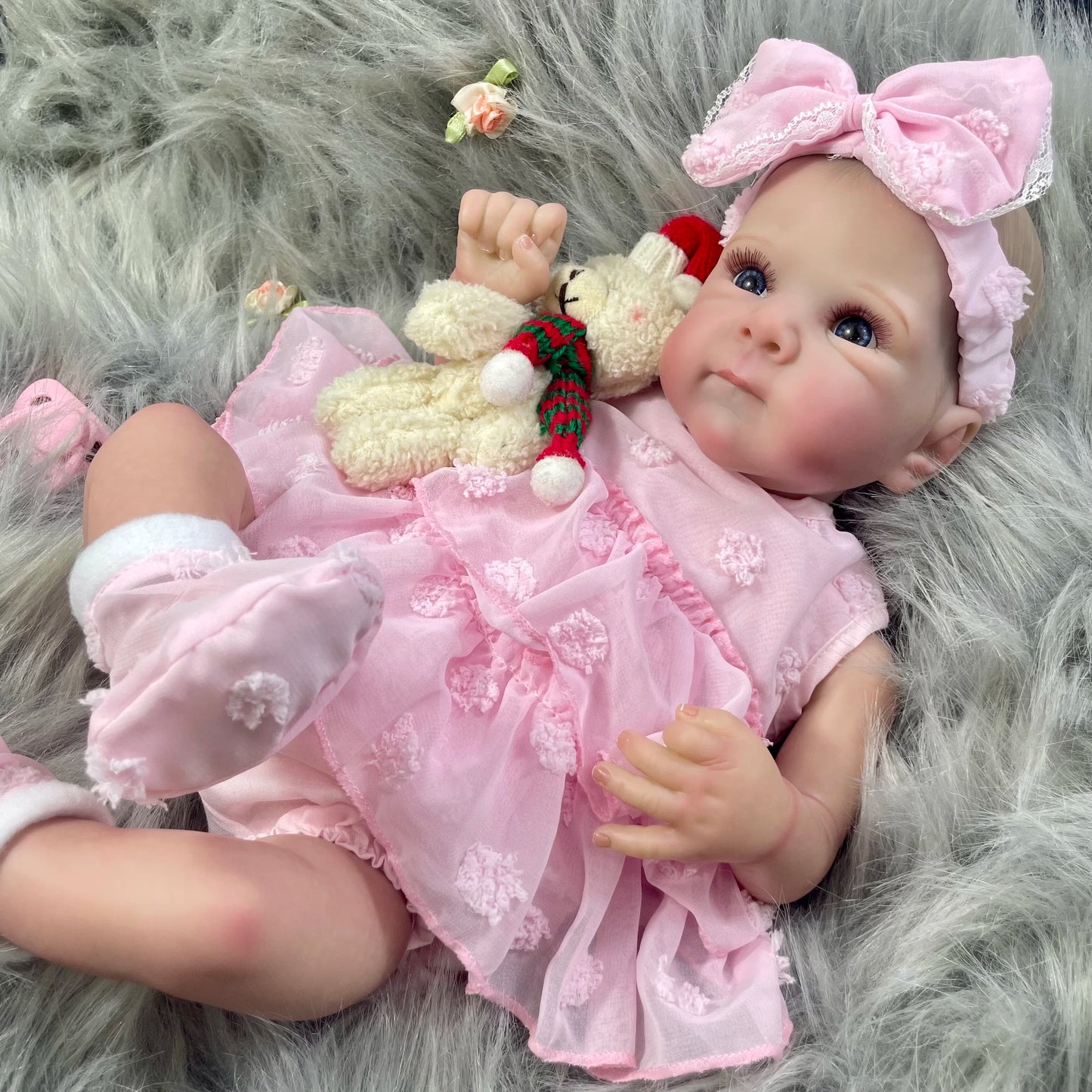 Two Options 18-19 Inch Reborn Baby Doll Girl Bettie Face Newborn Vinyl or Cloth 3D Skin Visible Veins Handmade Christmas Gift