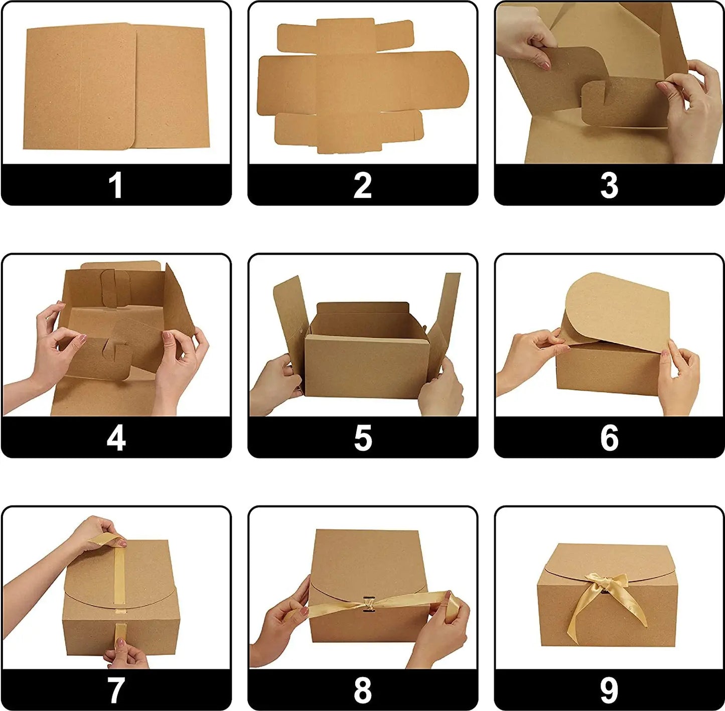 10pack ramadan Gift Boxes with ribbon Paper Eid Mubarak 2023 Xmas Party Home Decoration New Year 2024