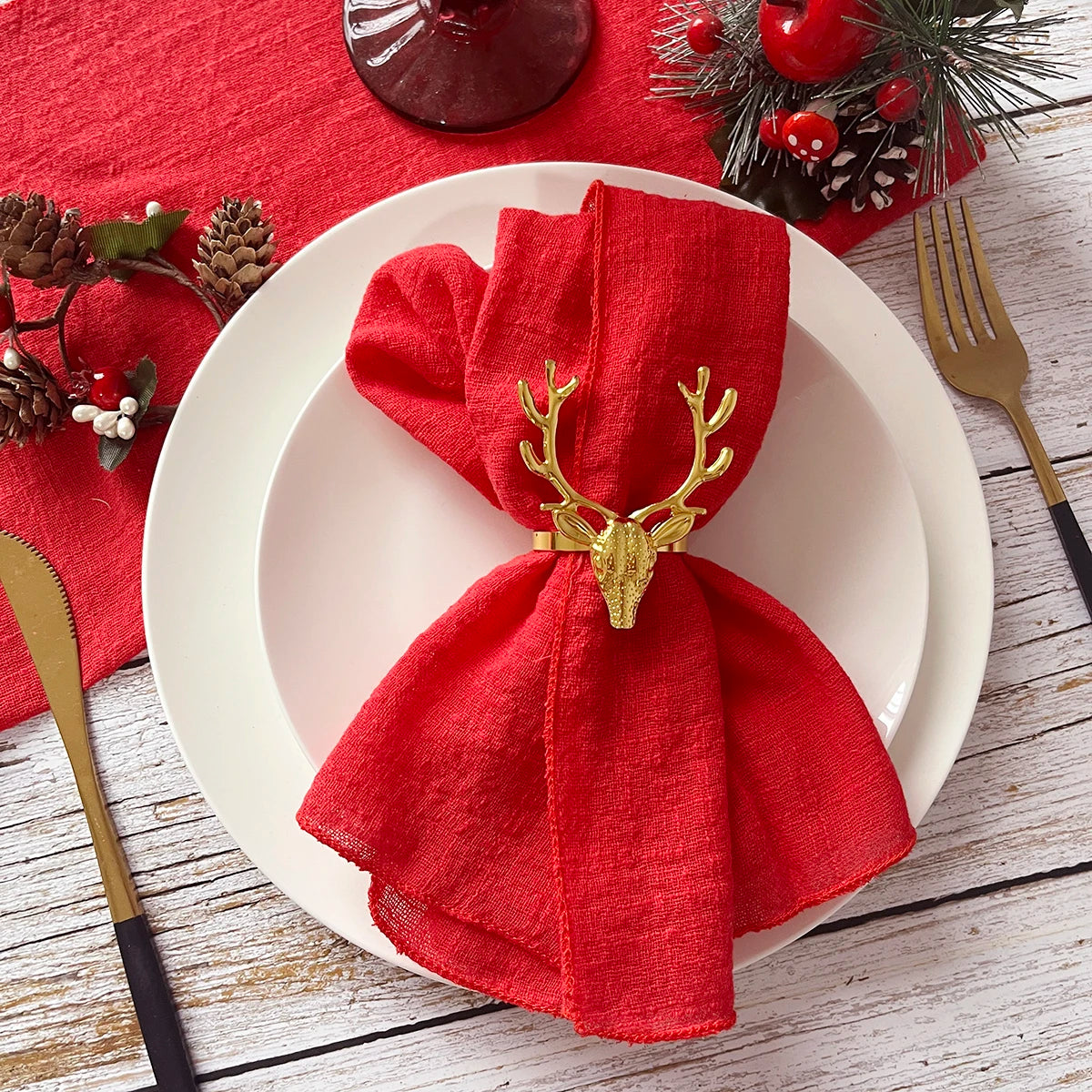 Set of6 Cotton Cloth Napkins Gauze 30x30cm Fabric for Wedding Decor Everyday Use Dinner Tea Towel Table Village Christmas Napkin