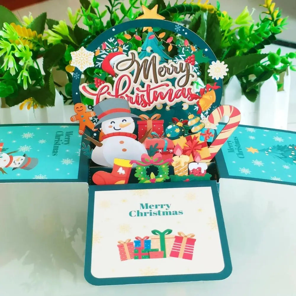 3D Pop Up Greeting Cards Merry Christmas Cards New Year Greeting Cards Birthday Blessing Postcard Swan Mermaid Thank You Cards