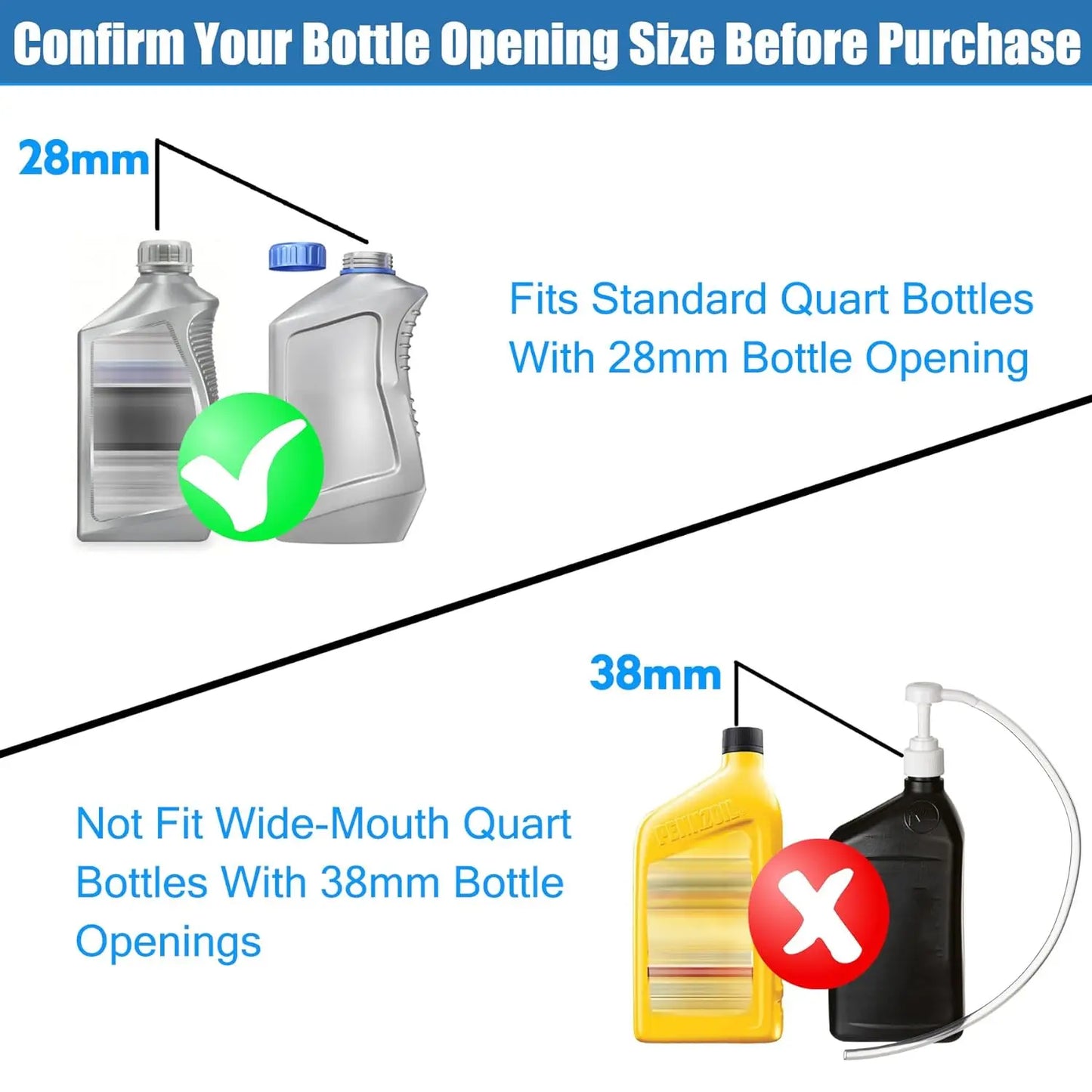 8cc Hand Pump Quart Bottle Fluid Pump Use For Transfer Gear Oil, Transmission and Differential Fluid, 28mm Cap