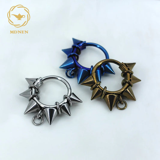 MDNEN ASTM F136 Titanium Three Layers Binding Hinged Segment Clicker Earring Cartilage Nose Hoop Septum Rings Piercing Jewelry