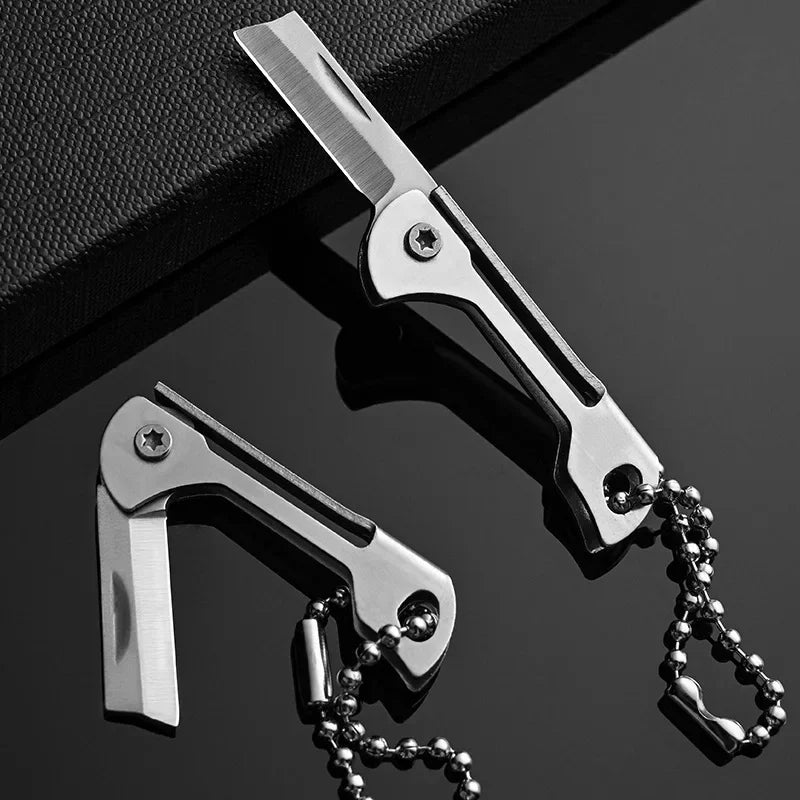 Creative Outdoor Camping Supplies Mini Multi-functional Keychain Kitchen Knife Pendant Gift Stainless Steel Folding Knife