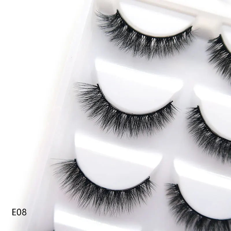 NEW 5 Pairs Natural false eyelashes thick 3d mink lashes short black soft mink eyelashes makeup eyelash extension faux lashes