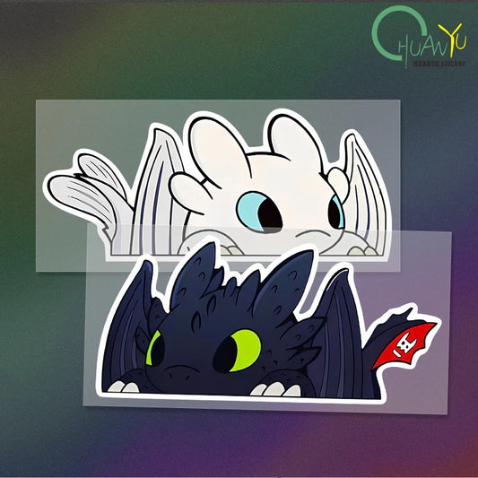 Reflective Car Sticker Black and White Dragon Taming Dragon Sha Long Viking Warrior Waterproof Glass Sticker