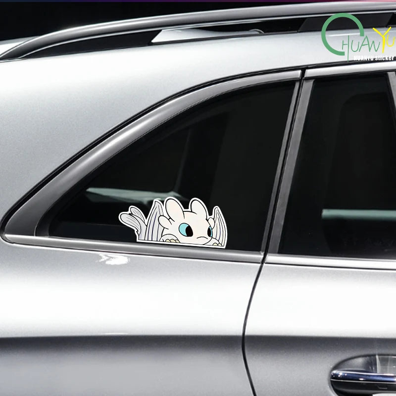 Reflective Car Sticker Black and White Dragon Taming Dragon Sha Long Viking Warrior Waterproof Glass Sticker