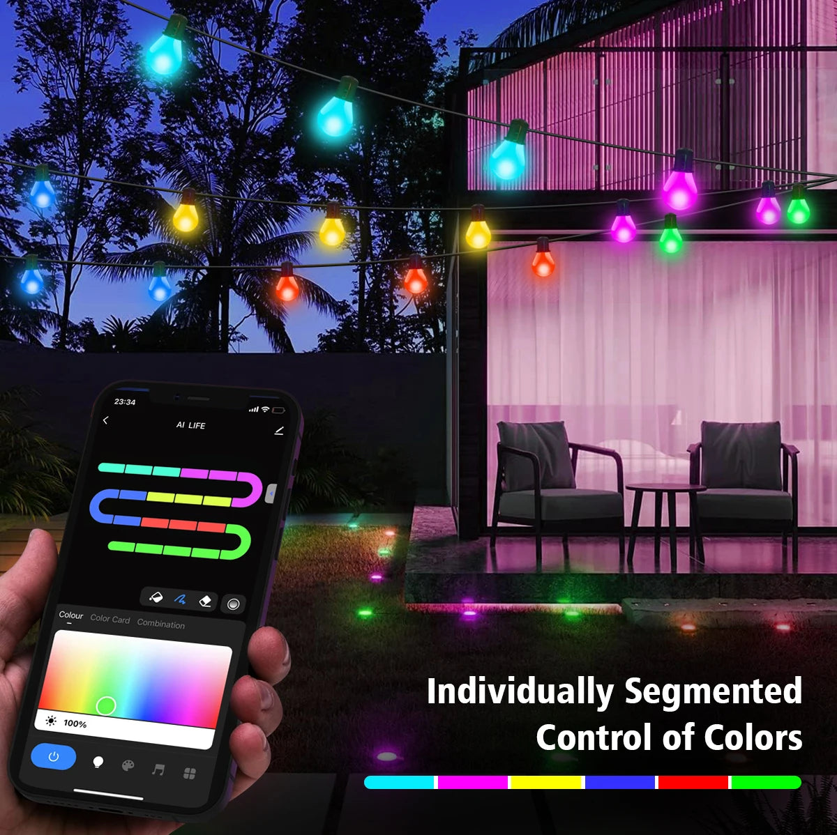 Tuya Smart WIFI G40 LED Bulb String Light USB 15M 25 Blubs Fairy Lights Christmas Bedroom Outdoor Garden Decor Festoon Garland