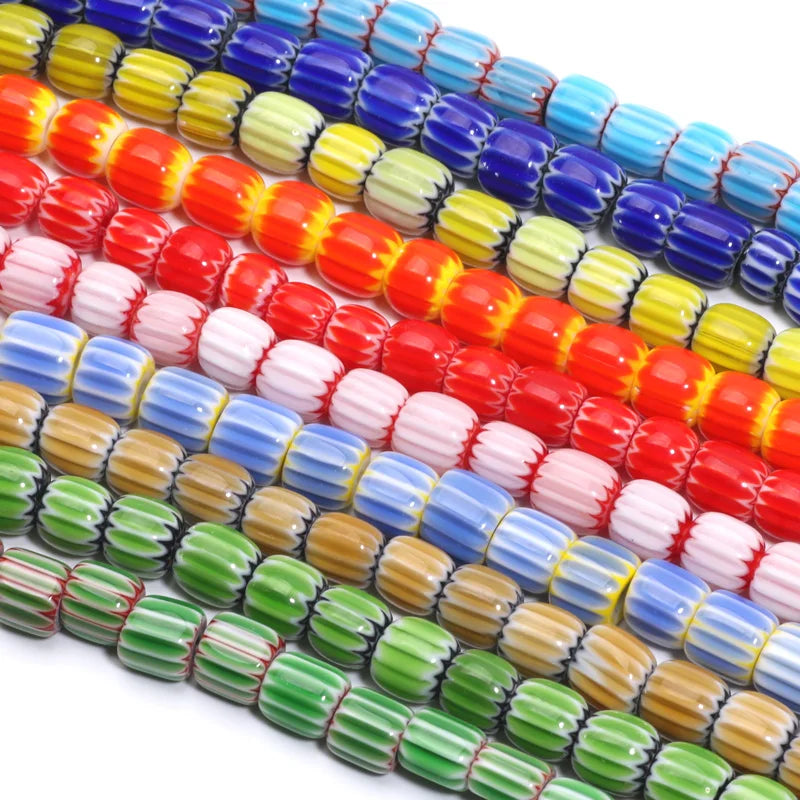 Trend DIY Handicrafs Glass Glazed Print Lampwork Beads Loose Cylinder Spacer Beads For Jewelry Making Diy Bracelets Accessories