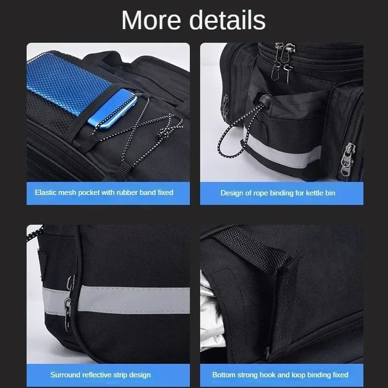 25L Bicycle Carrier Bag MTB Bike Rack Bag Trunk Pannier Cycling Multifunctional Large Capacity Travel Bag With Rain Cover