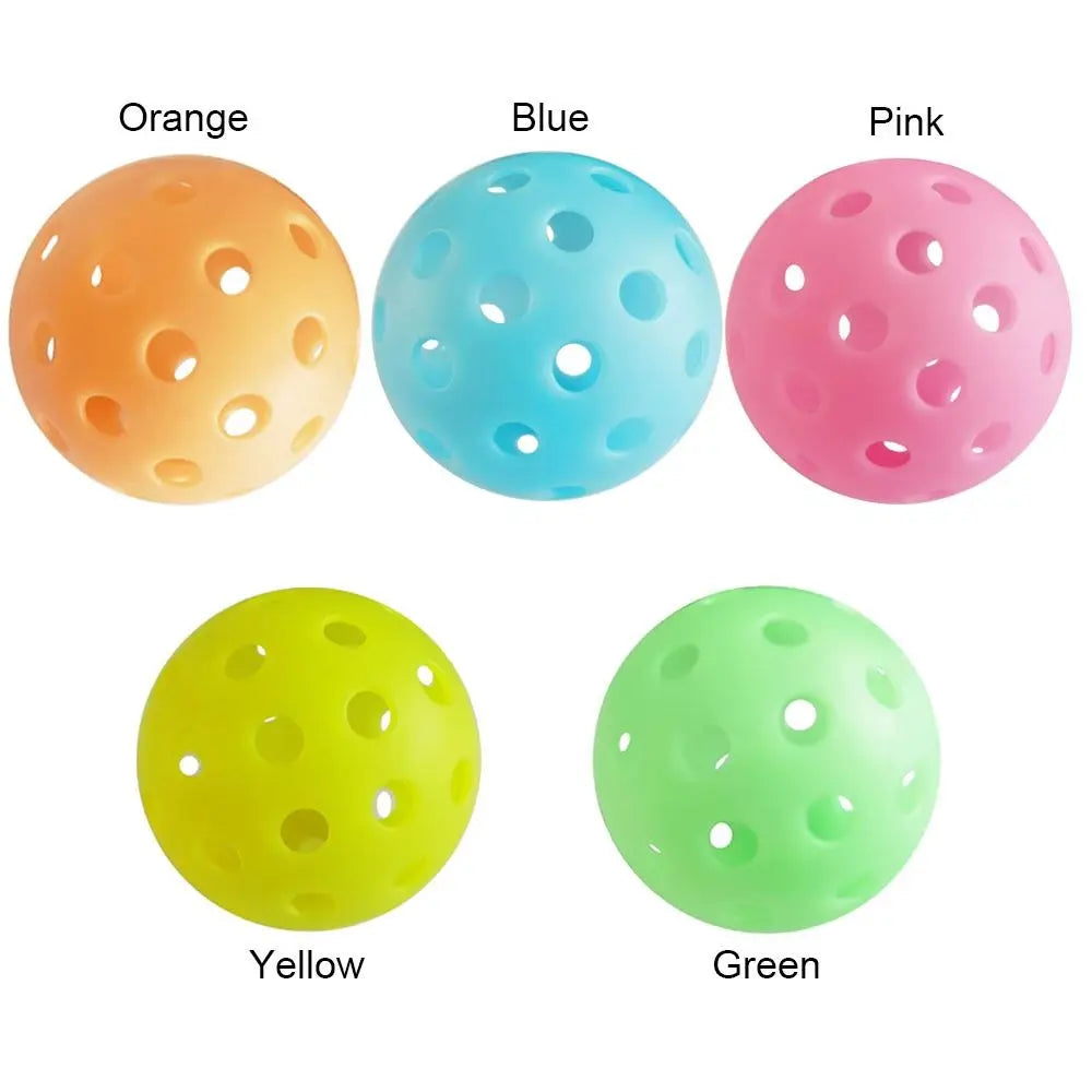74MM 40 Holes Luminous Pickleball Durable Multicolor Elastic Seniors Tennis Glow in The Dark PE Ball Indoor Utdoor