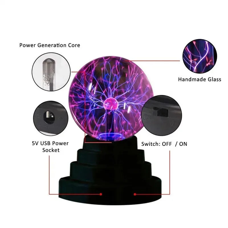 3/4/5/6 Inch Magic Plasma Ball Lamp Touch Sensitive Atmosphere Night Light Novelty Lamp Kids Birthday Christmas Gift