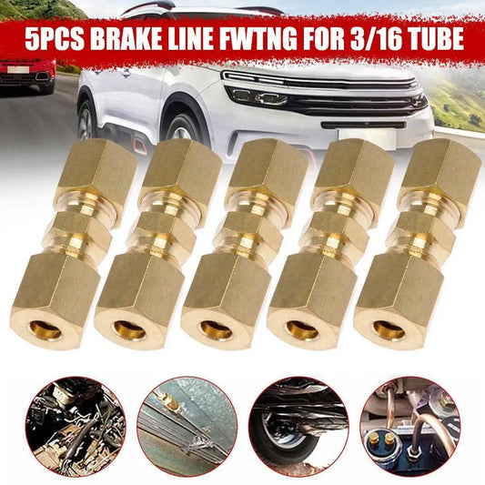 Brass Compression Fitting Straight Union Connector For 3/16" Tube Auto Brake Hose Car Brake Line Fittings Auto Replacement Part