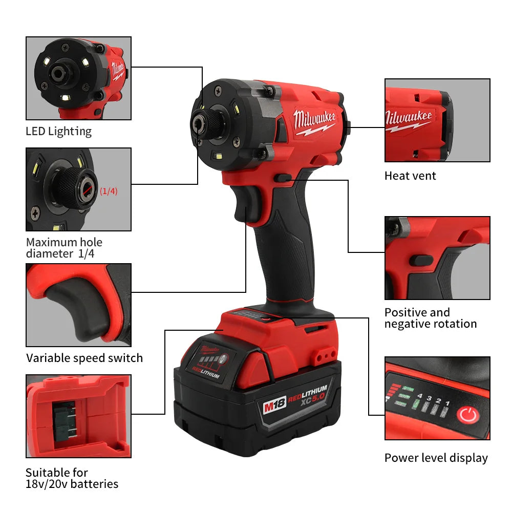 Milwaukee New Quality upgrade multi-fit impact driver long life strong driving force easy to control 20v rechargeable power tool