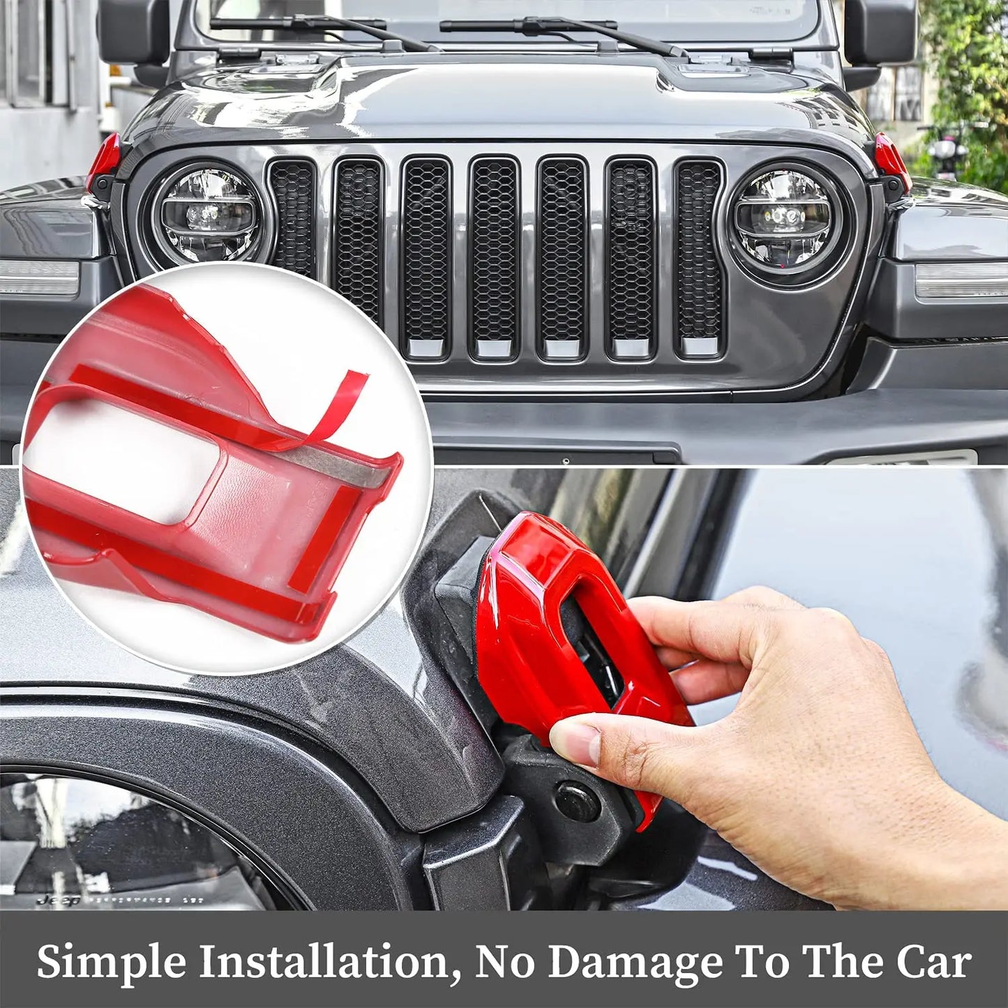 Hood Lock Catch Latches Decoration Cover Trim for Jeep Wrangler JL Gladiator JT 2018-2023