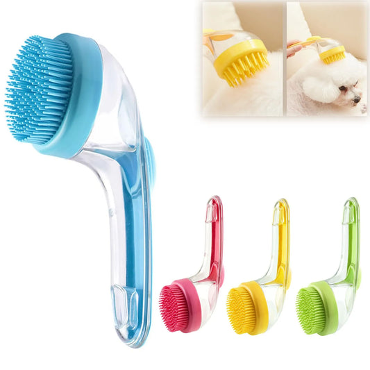Pet Bathing Brush Soft Silicone Massager Shower Bathing Brush Long Handle Clean Tools Comb Dog Cat Cleaning Grooming Supplies
