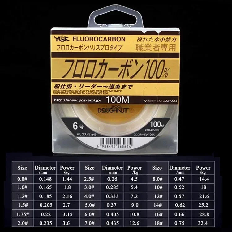 Original Japan YGK FLUOROCARBON Fishing Carbon Line X-BRAID 100% Carbon Boat Fishing Line 100M Carp Fishing Line Front Wireway