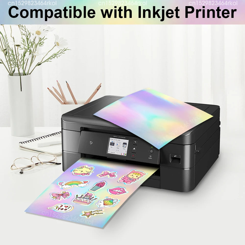 10 Sheets A4 Printable Vinyl Sticker Paper Matte Self-Adhesive Copy Paper Waterproof for Inkjet Printer DIY Decals Gift Crafts