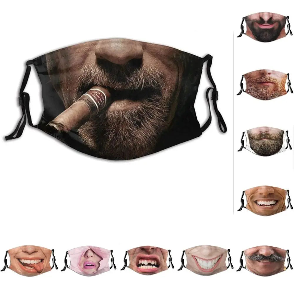 Facial Expression 3D Three-dimensional Mask Personality Printed Funny Printed Mask Cotton Imitation Party Cosplay Mask Gifts