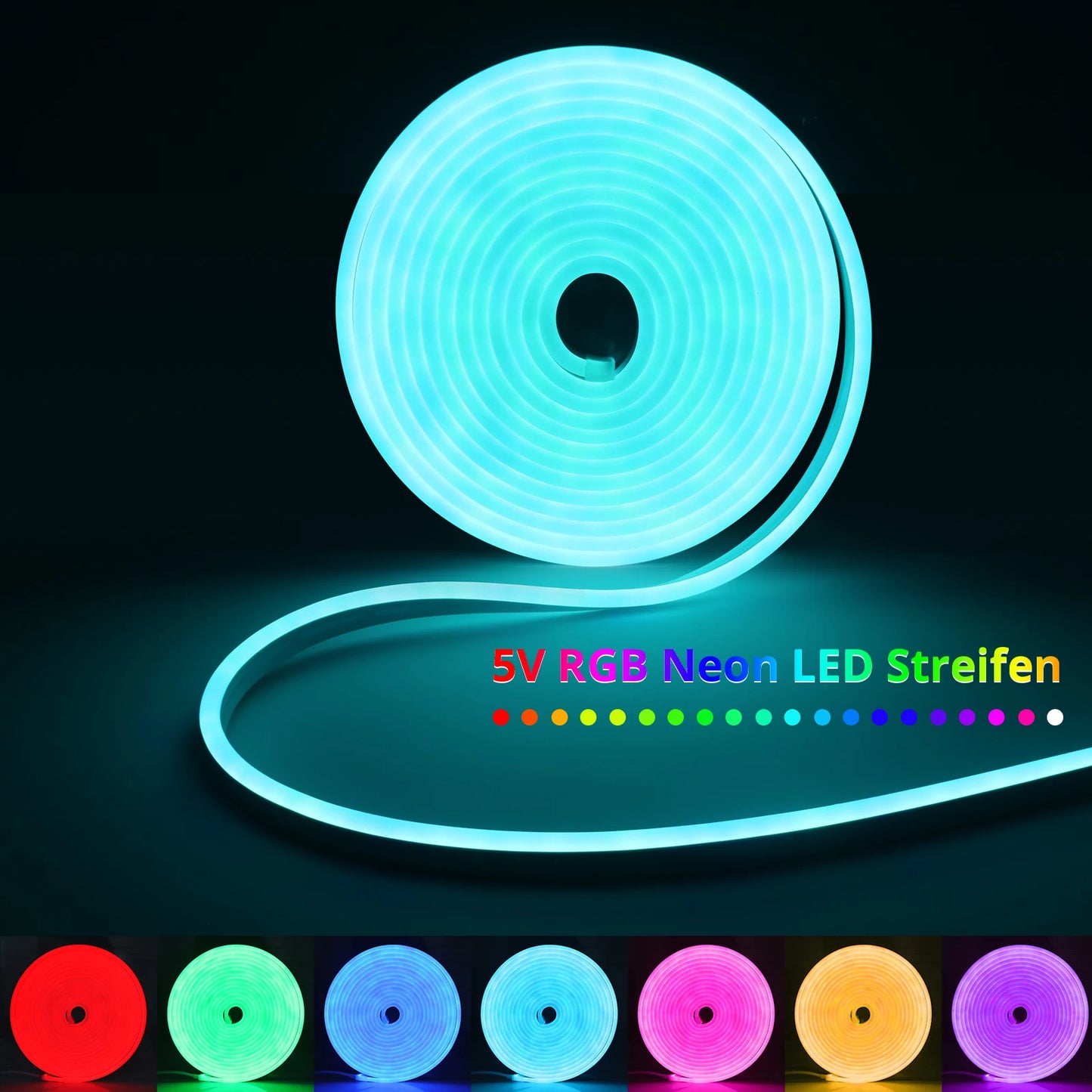Tuya Smart Life Neon Strip Light DC5V USB RGB Flexible Led Neon Tape Light for Home Party Decor DIY, Work with Alexa Google Home
