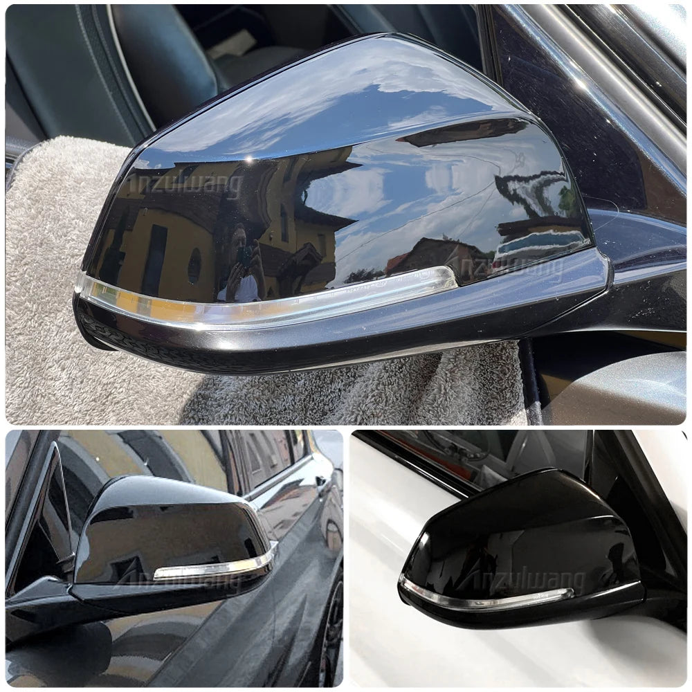 Pair Gloss Black Car Side Rearview Mirror Cover Cap For BMW F20 F21 F22 F30 F32 F36 X1 F87 M3 220i 320i 328i 330i 420i 428i 435i