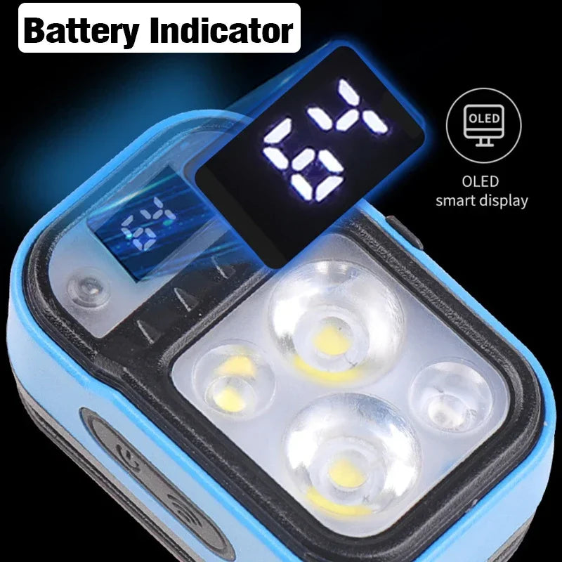 Multi-light Source Headlamp Red Light Portable LED Head Lamps Rechargeable Headlight Built-in Battery Display Waterproof Lamp