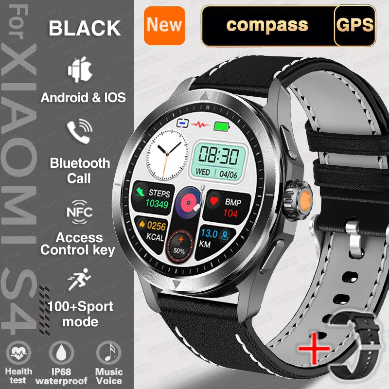 New For Xiaomi S4 Ultra Outdoor Sport Men HD AMOLED Display GPS Track Altimeter Heart Rate Bluetooth Call Waterproof Smart Watch