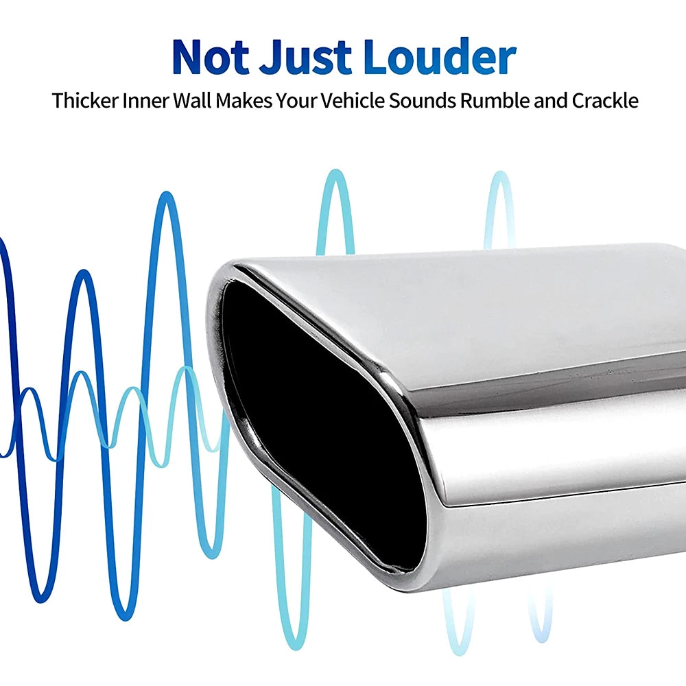 1/2Pcs Square Exhaust Tip 2.36" Inlet 2.36" x 5.5" Outlet 9" Long Chrome-Plated Stainless Steel Rectangle Exhaust Pipe Tip