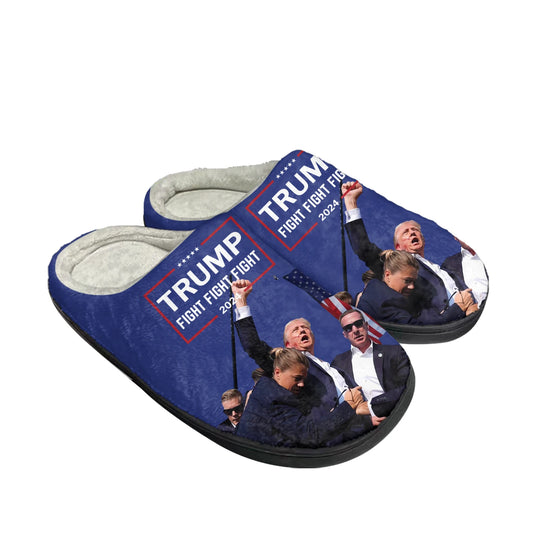 Donald Trump Fight 2024 Make America GREAT AGAIN Home Cotton Slippers Mens Womens Plush Bedroom Keep Warm Indoor Customized Shoe