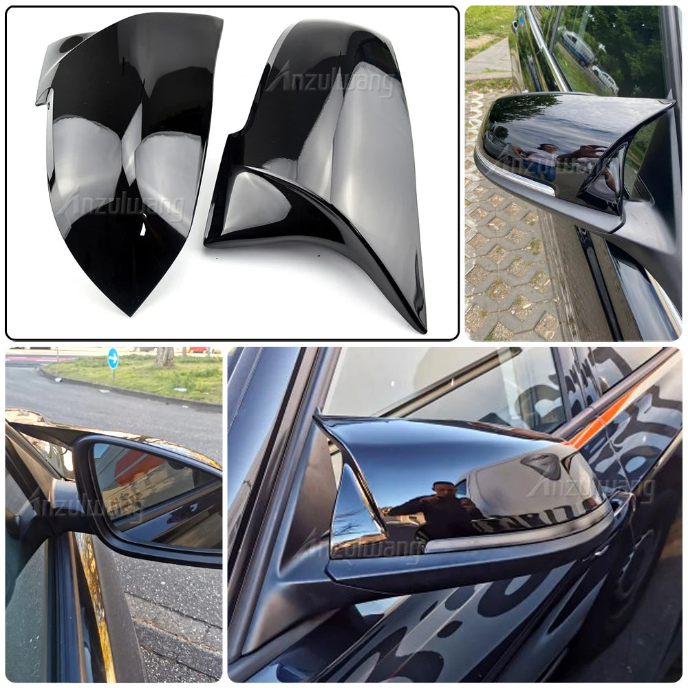 Pair Gloss Black Car Side Rearview Mirror Cover Cap For BMW F20 F21 F22 F30 F32 F36 X1 F87 M3 220i 320i 328i 330i 420i 428i 435i