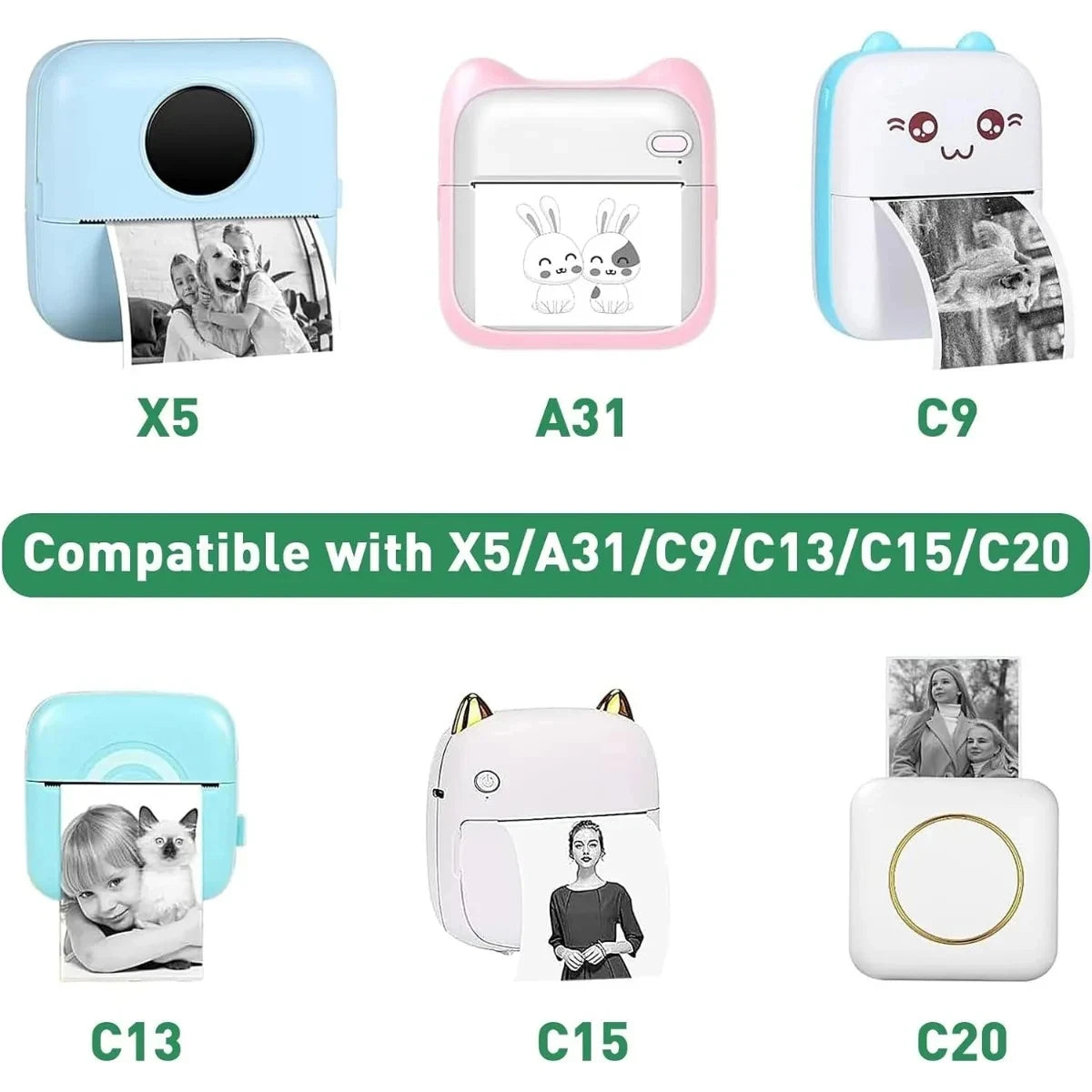 Thermal Sticker Paper Self-adhesive Printer Paper 20PCS Mini Printer Paper  Photo Printer Labels For Photos Notes 5.7 x 2.5cm