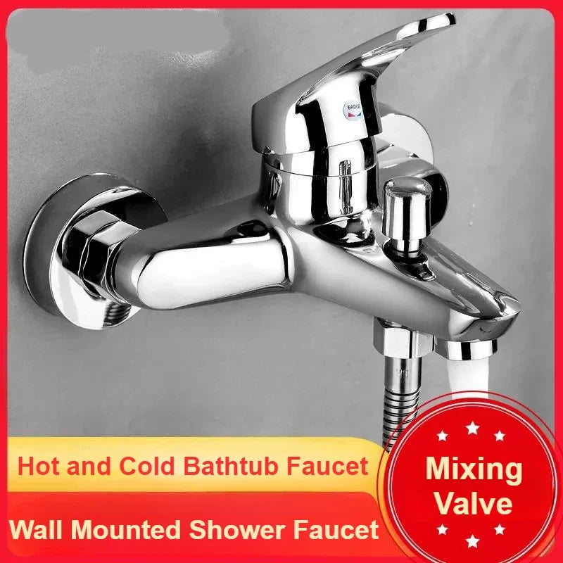 Pressurized Shower Faucet Bathroom Faucets Bath Mixing Valve Triple Cold and Hot Water Faucet Multifunctional Household Tap