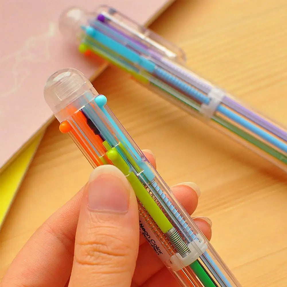 Brand New Product Creative Transparent 6-color Ballpoint Pen Different 6 Colors In 1 Ballpoint Pen High Quality Innovative