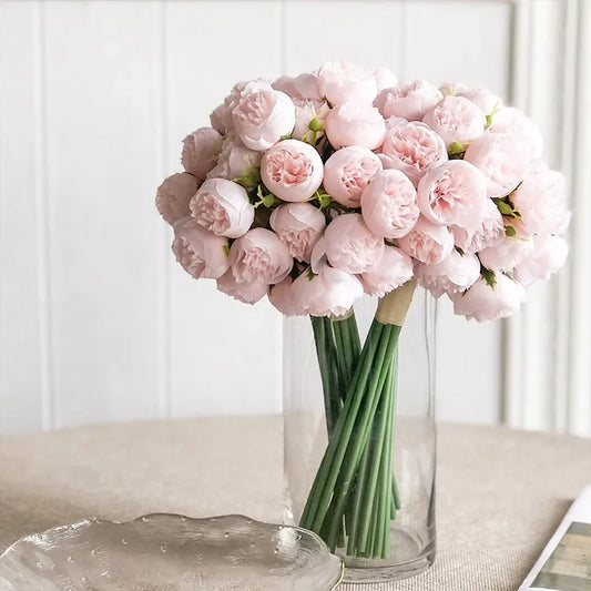 Heads Peony Artificial Flowers for Home Vase DIY Decor Bride Rose Bouquet Fake Flower Wedding Party Centerpieces Decoration