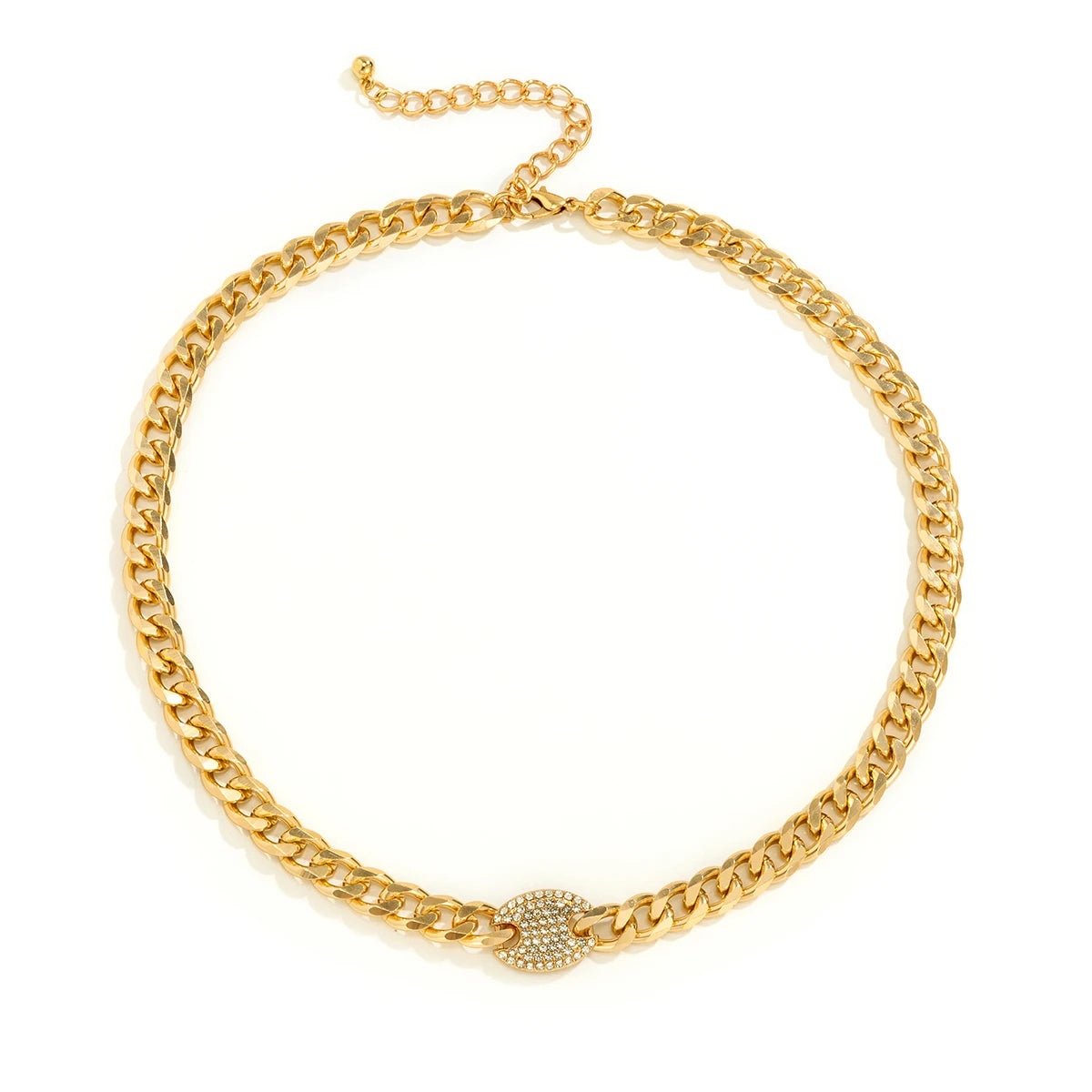 Ingemark Iced Out Rhinestones Tennis Chain Pendant Choker Necklace Hip Hop Curb Cuban CZ Bling Chunky Jewelry Steampunk Men New